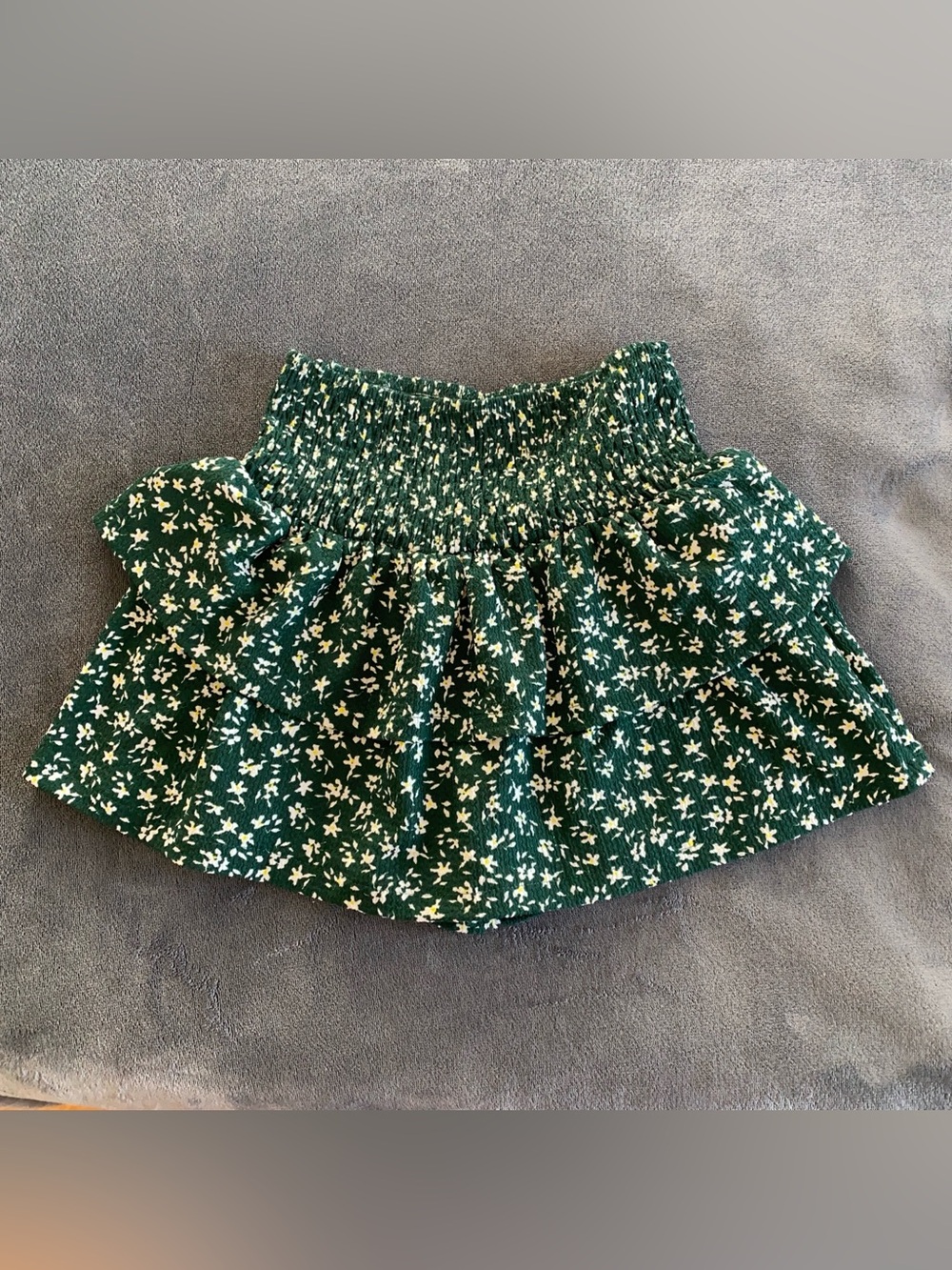 Zara Kids Green Floral Ruffle Tier Skirt